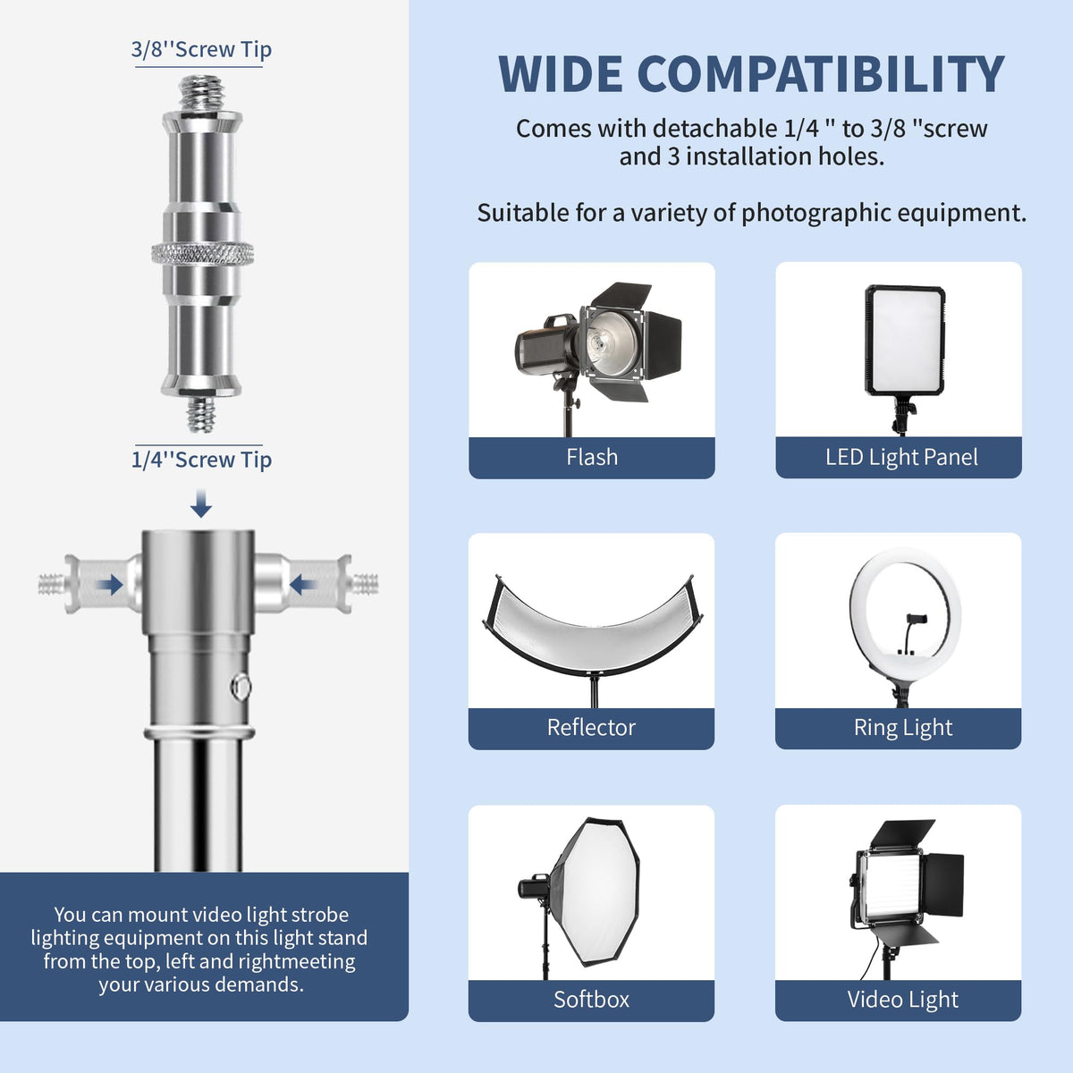 Kate 2Pcs Heavy Duty 10.8ft Light Stand with Casters for Softbox, Monolight