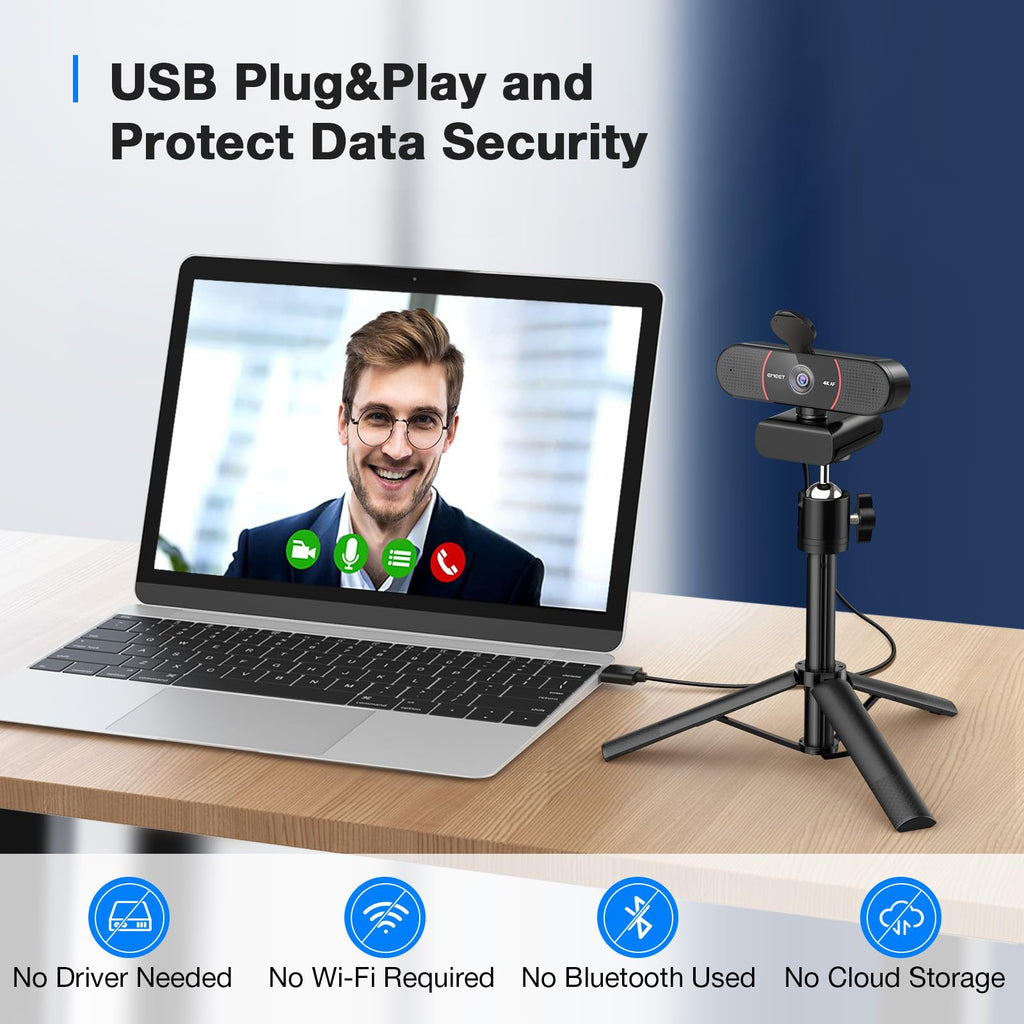 EMEET C960 Ultra 4K Webcam for Mac & PC, 1/1.5" Large Sensor, Metal Body