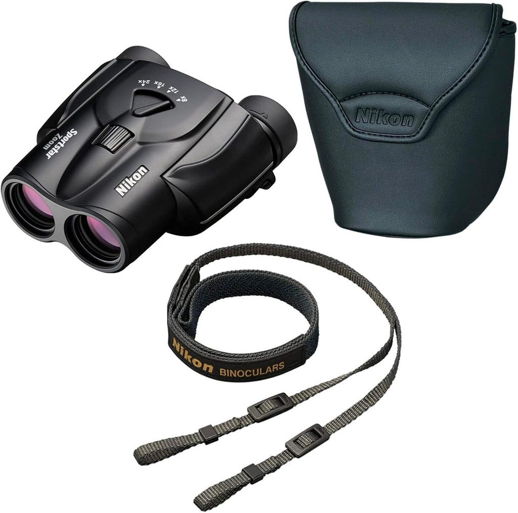 Nikon Sportstar Zoom 8-24x25mm Binoculars - Multi-Coated Lenses, Porro Prism Optics, Fast Focus Control - Compact Lightweight Binocular for Sports Events, Wildlife & Outdoor Viewing
