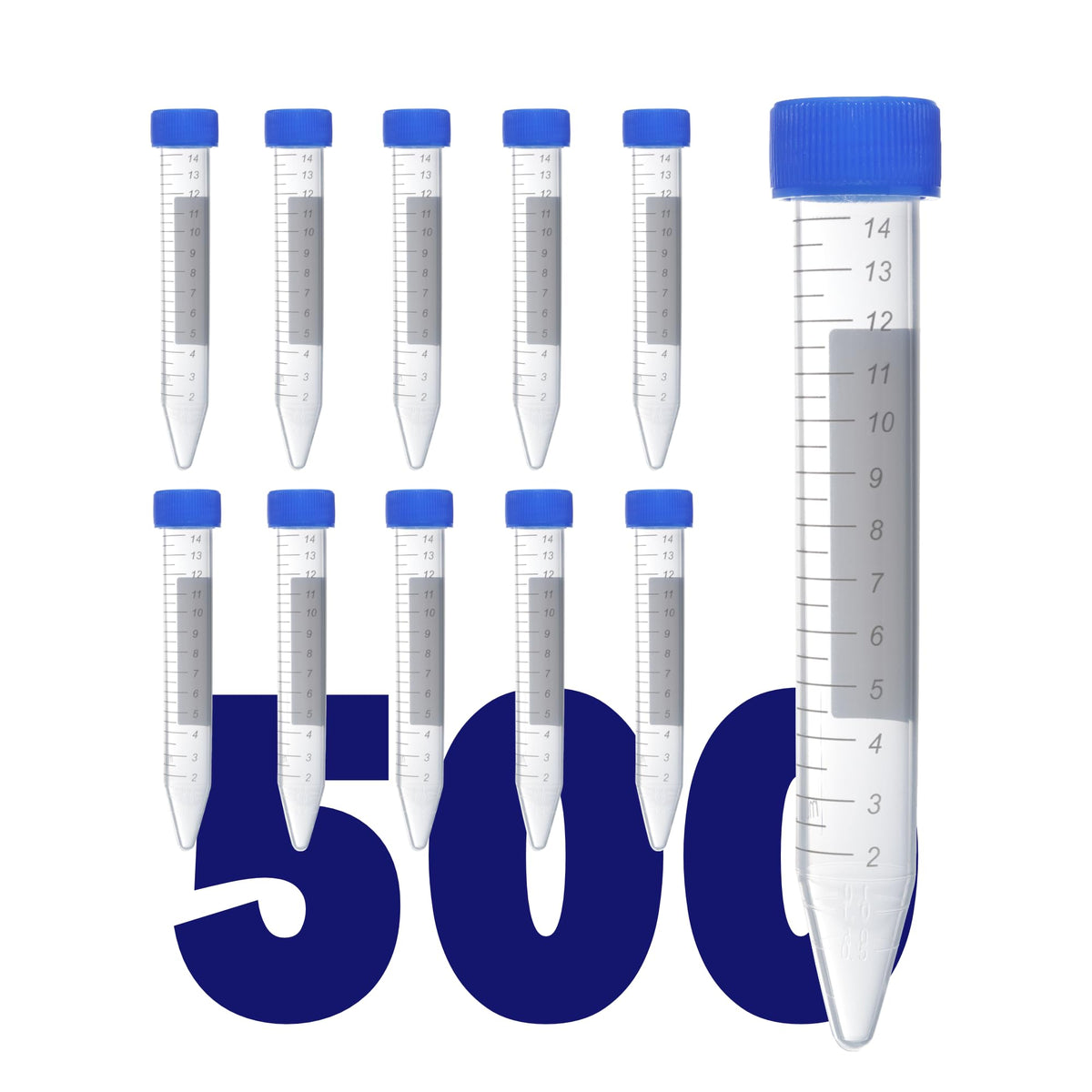 Kashi Scientific 50mL Self Standing Centrifuge Tubes with Screw Cap Lid, Lab Grade Polypropylene Plastic, Skirted, Printed Graduation, Write-on Spot [50mL Self-Standing, 500]