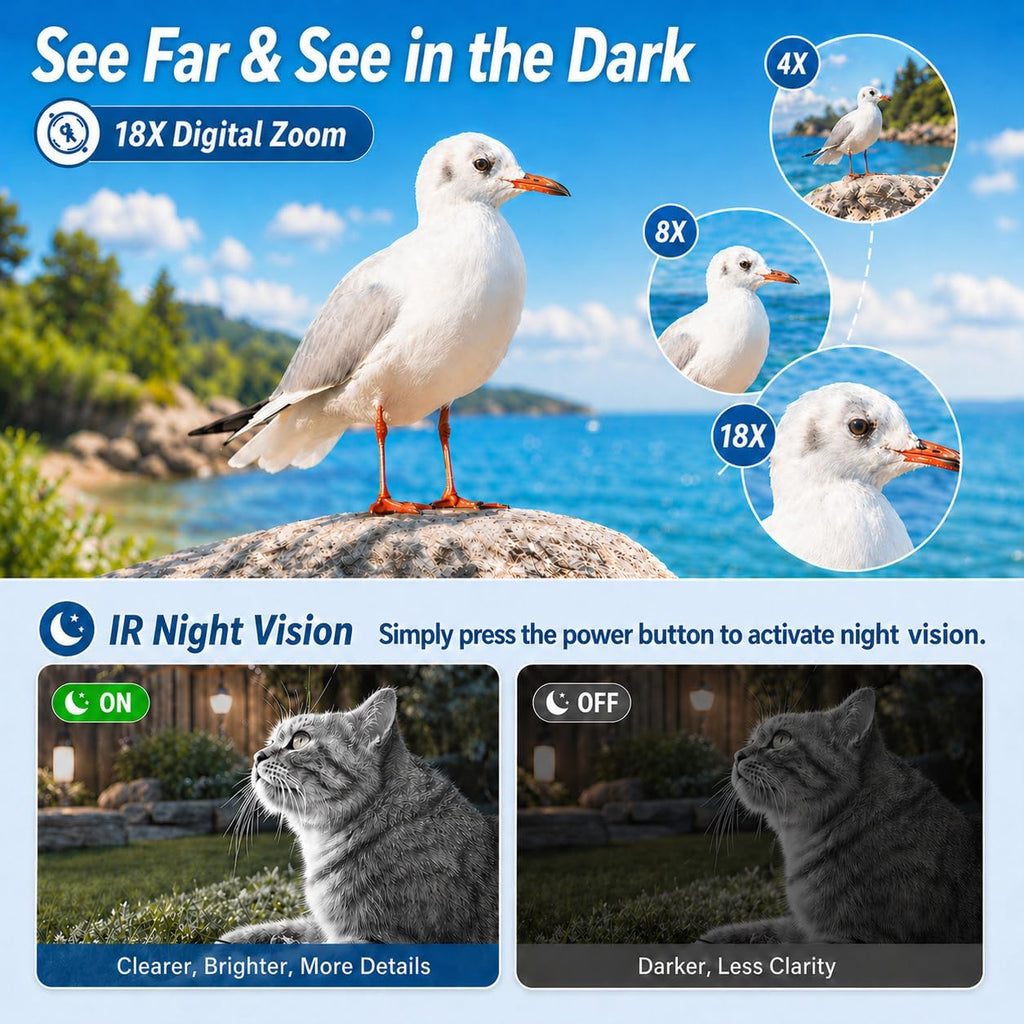 8K Video Camera, 48MP Vlogging Camcorder With IR Night Vision for Youtubers