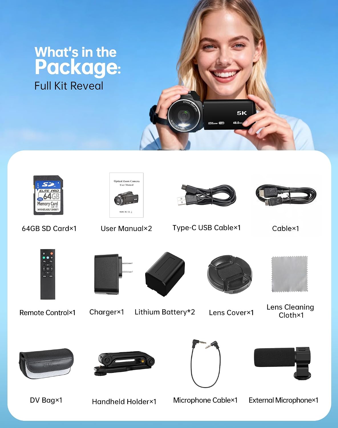 5K Video Camera Camcorder Digital Video Camera for YouTube
