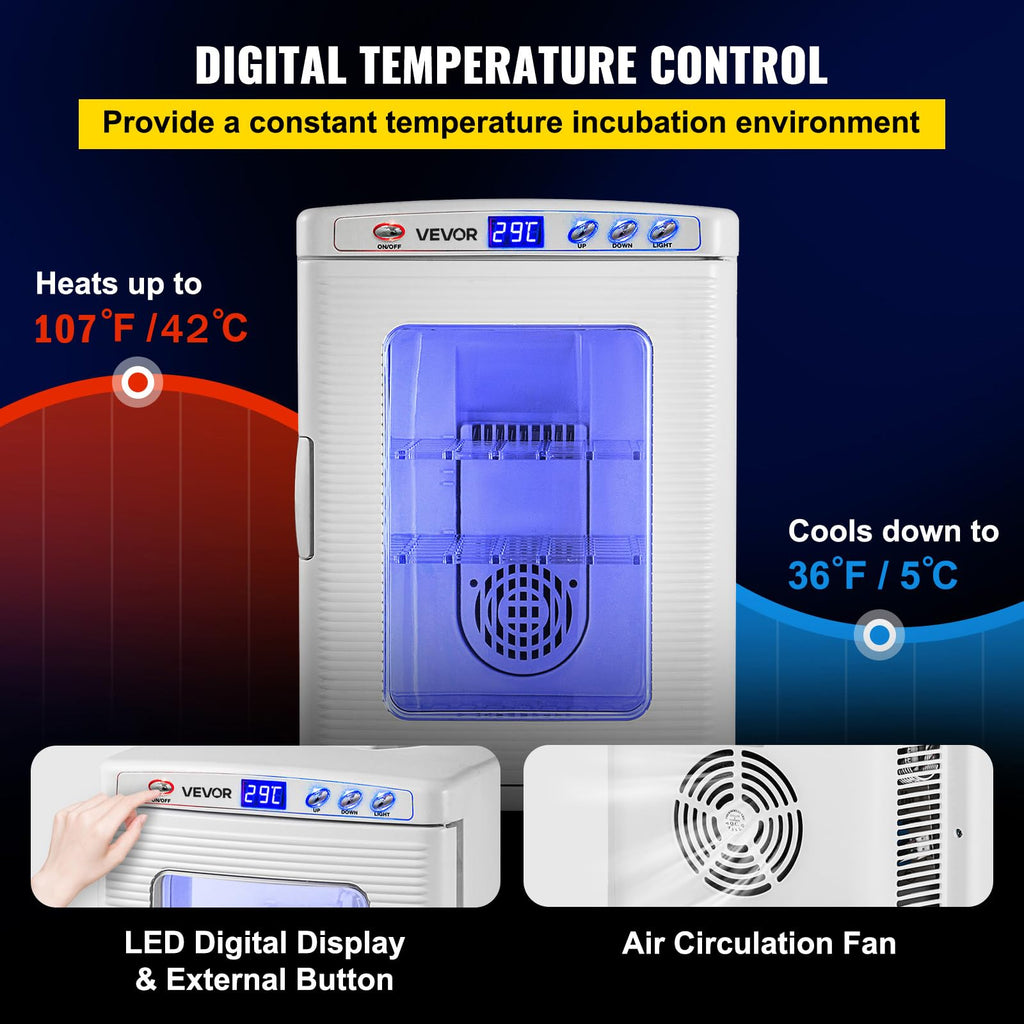 Happybuy Black Reptile Incubator 25L Digital Incubator for Small Reptiles with Cooling and Heating 5-42C