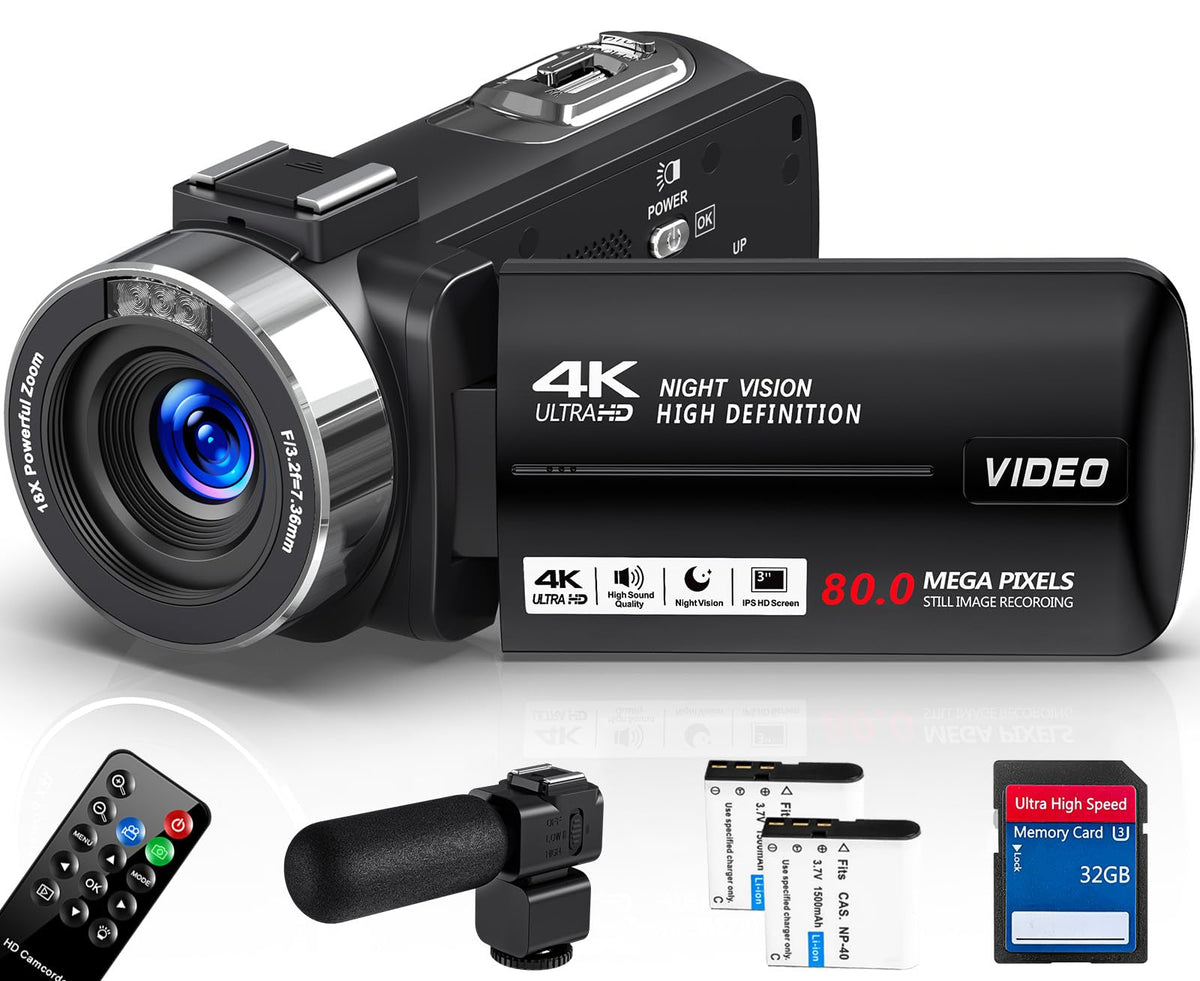 4K HD 80MP Camcorder Video Camera Vlogging Camera for YouTube