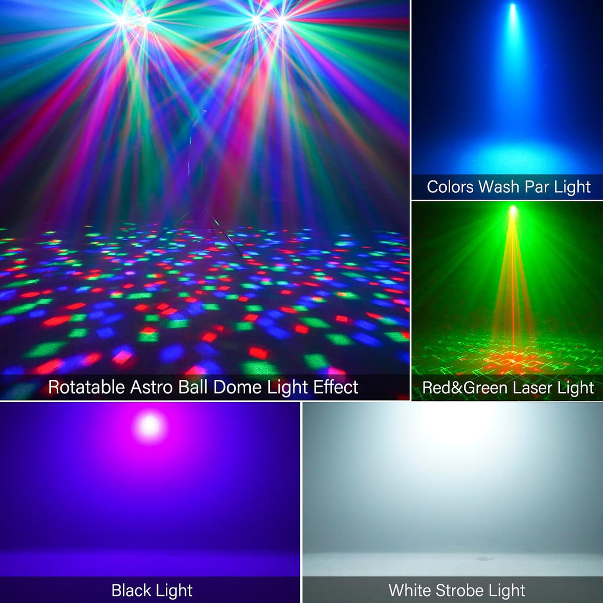 Telbum DJ Lights with Stand, 5 in 1 Party Bar Light Package and 1500W Fog Machine, Make a Party Show