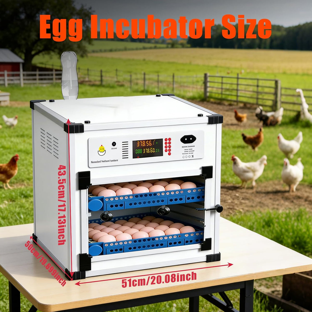 Vevitts 136 Eggs Automatic Egg Incubator with Auto Turner, Digital Temperature Humidity Control & Water Refill, Incubators for Hatching Eggs for Chicken Duck Goose Pigeon Eggs