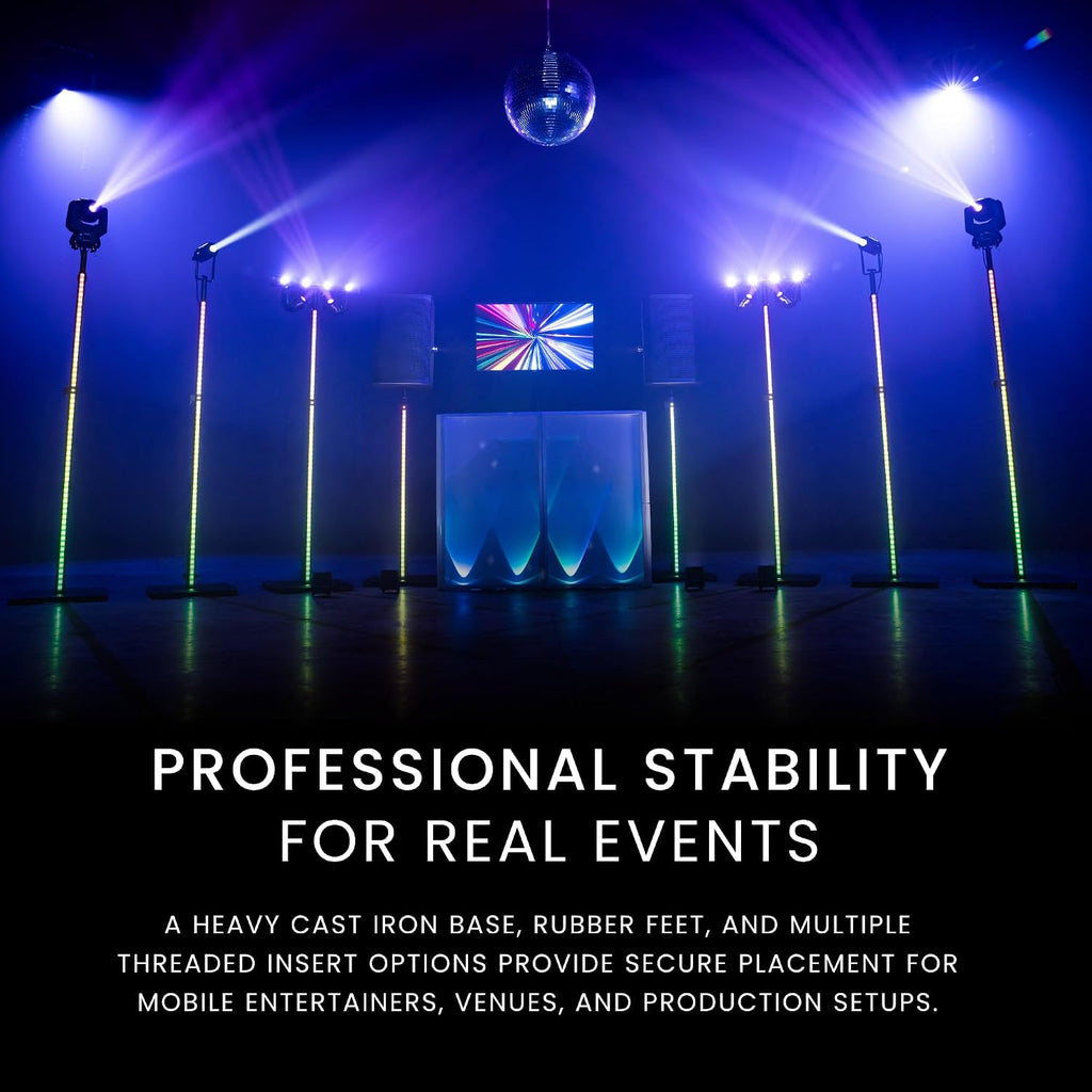 CHAUVET DJ FLEXstand FX ILS DJ Lighting & Speaker Stand with Built-in RGB+WW LED Light Strip, Adjustable Telescoping Tripod Stand, 132 lb Load Capacity, DMX, RF & ILS Control for Events & Mobile DJs