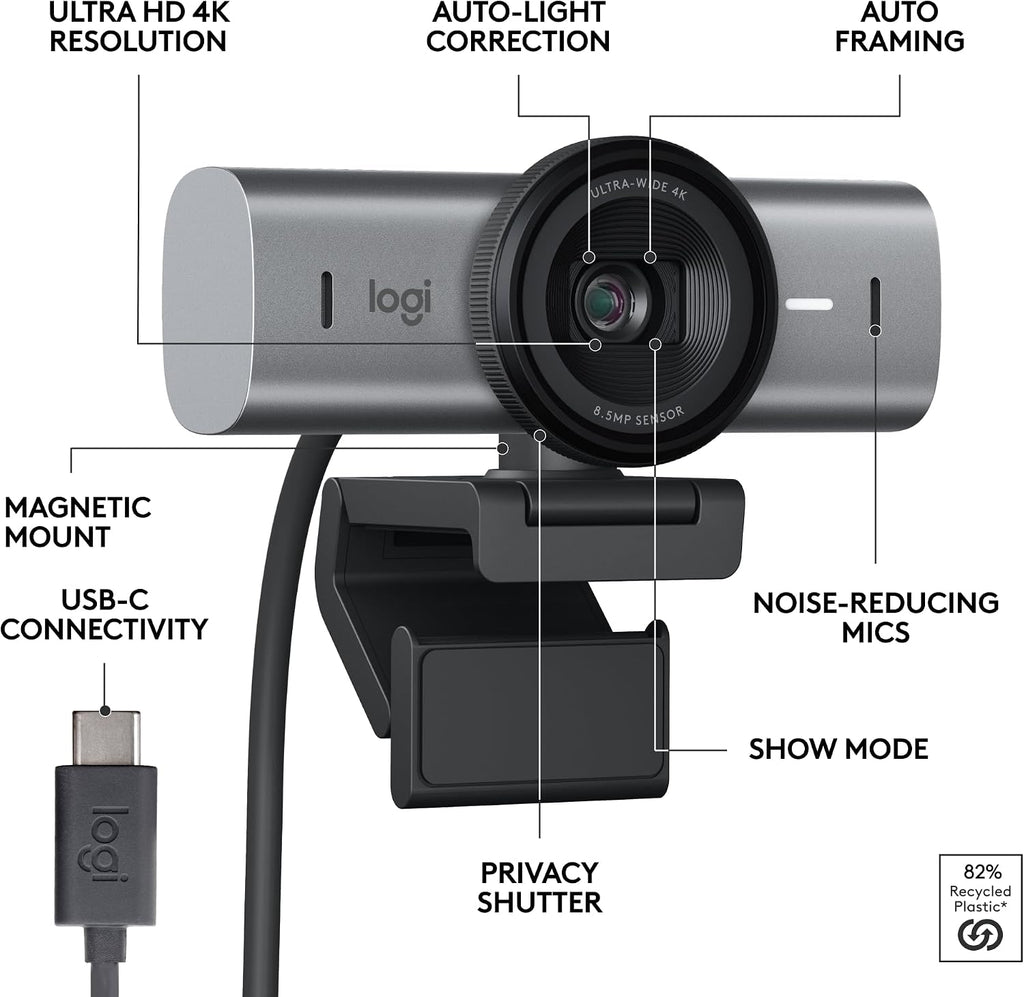 Logitech MX Brio Ultra HD 4K Webcam Collaboration and Streaming - Graphite
