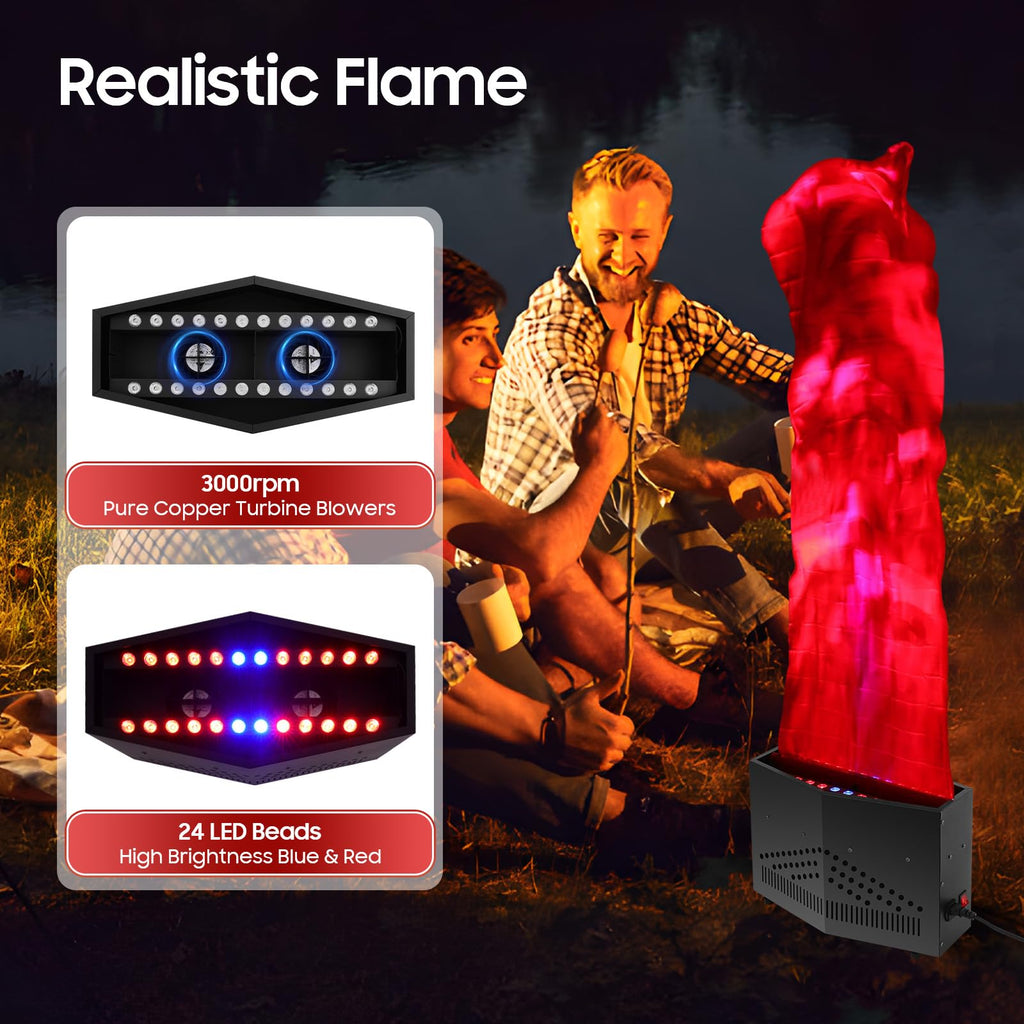 Flame Light 4.9ft Fake Fire Flame,Fake LED Campfire, Realistic Fake Fire Flame, Artificial Fake Fire Flames LED Beads, Atmosphere Effect Simulated Campfire Light (Roundness)