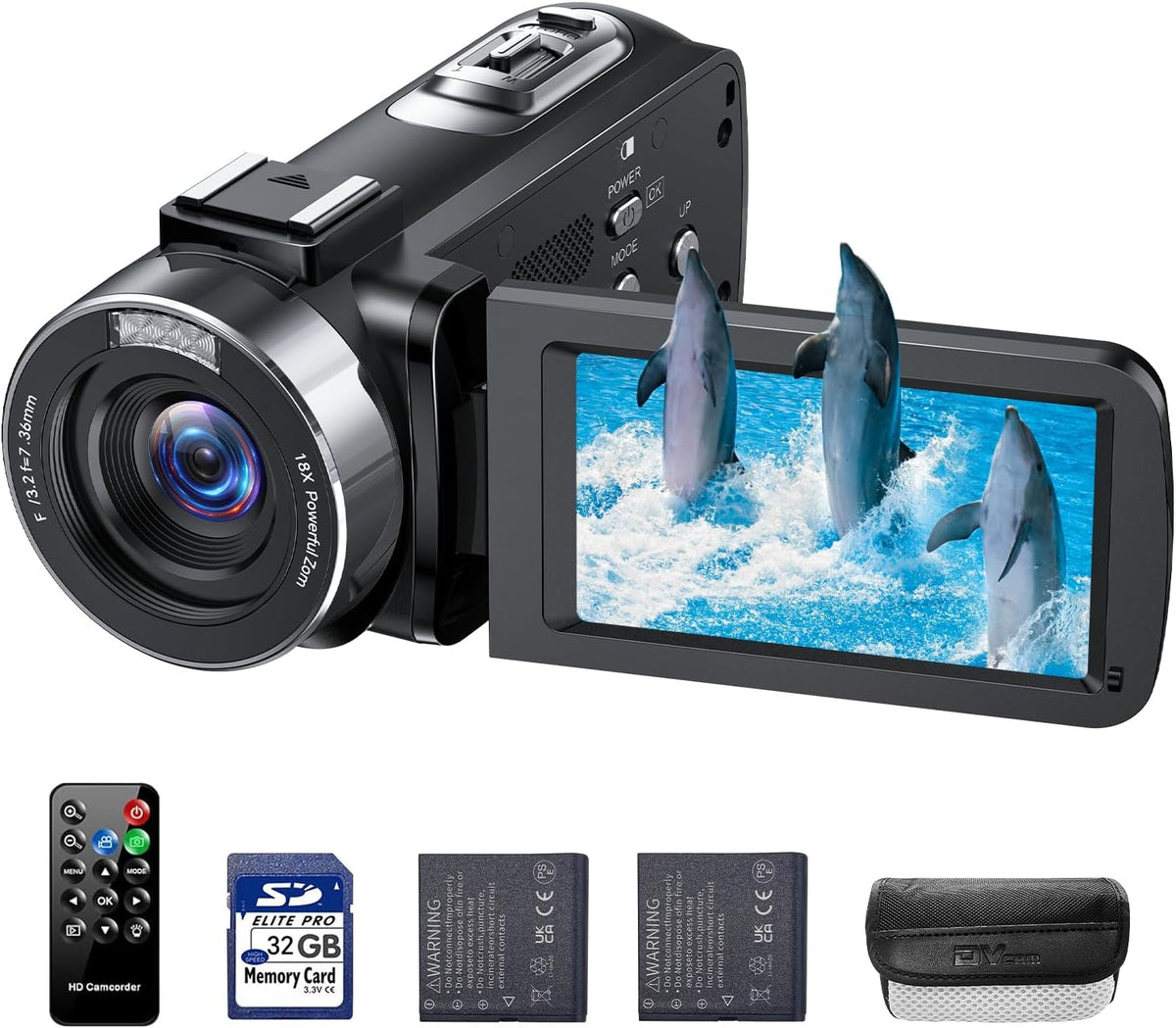 4K Video Camera Camcorder 42MP Vlogging Camera for YouTube with 3â 270Â° Rotation Screen, 18X Digital Zoom Cam Corder, 2 Rechargeable Batteries, 32GB SD Card & Remote Control