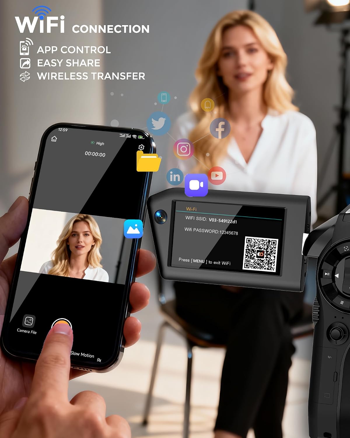 8K Video Camera, Dual Lens Camcorder with WiFi Vlogging Camera for Youtube