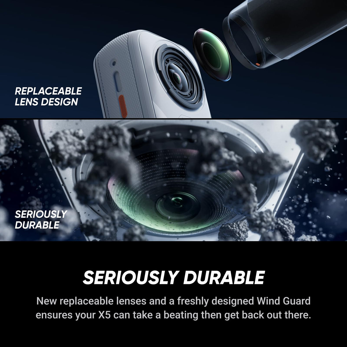 Insta360 X5 - Waterproof 8K 360Â° Action Camera, Leading Low Light, Invisible Selfie Stick Effect, Rugged and Replaceable Lens, 3-Hour Battery, Built-in Wind Guard, Stabilization, Triple AI Chip Design