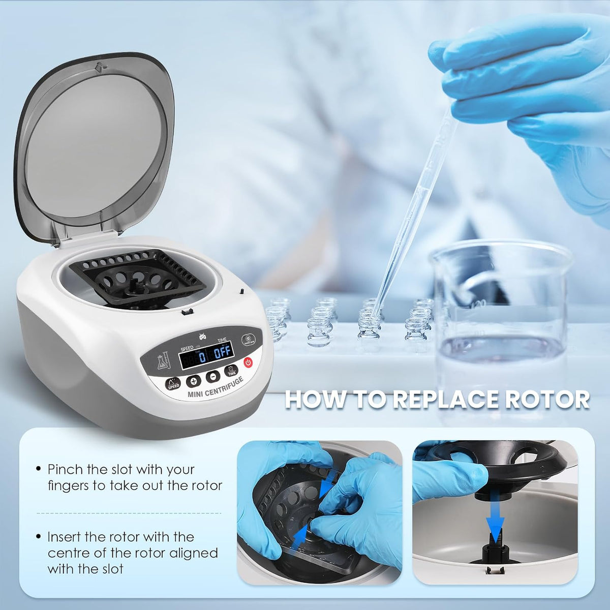 Mxmoonant Mini Centrifuge Machine, 12000RPM Lab Benchtop PCR Centrifuges
