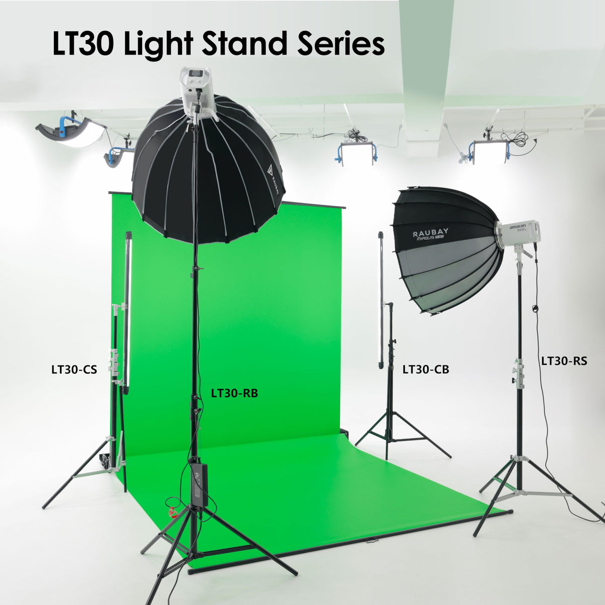 RAUBAY 10ft Corner Light Stand, Air Cushion, Silver, LT30-CS