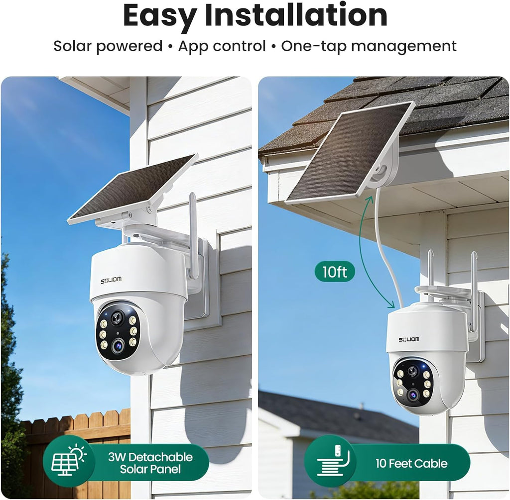 SOLIOM 5MP Security Cameras Wireless Outdoor, No Subscription, 4-Cam Kit