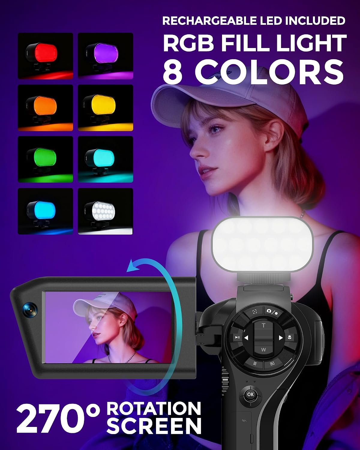 8K Video Camera, Dual Lens Camcorder with WiFi Vlogging Camera for Youtube