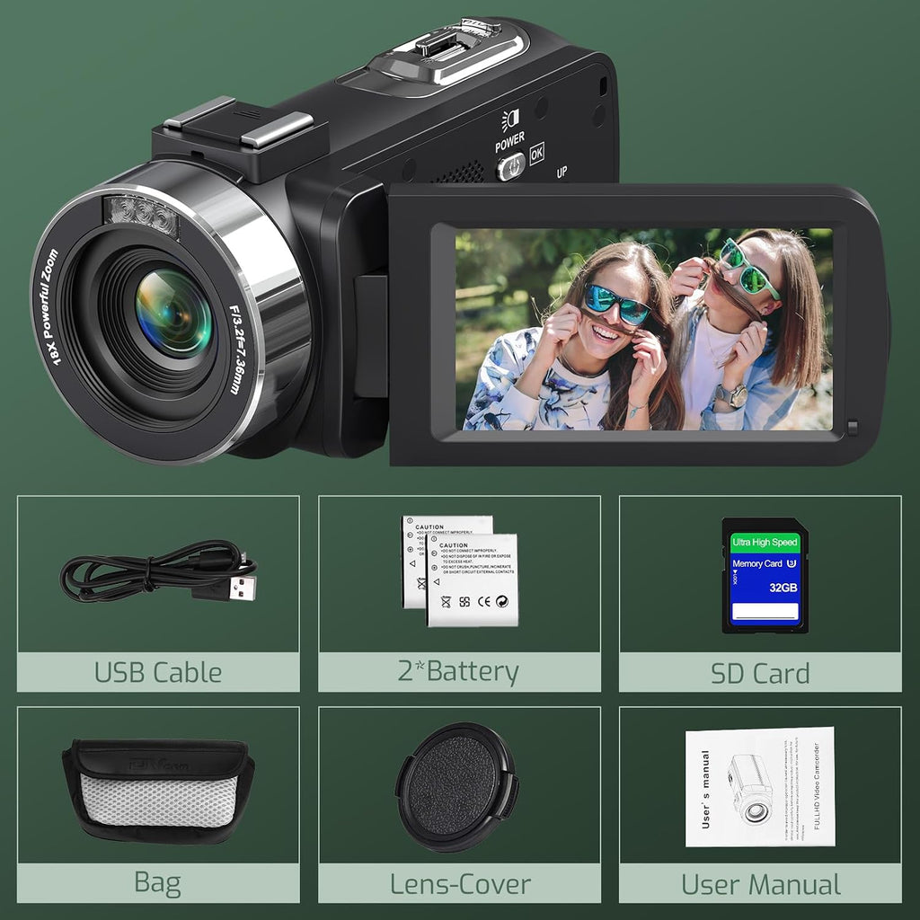 4K 80MP Camcorder Video Camera 18X Zoom Vlogging Camera for YouTube Webcam