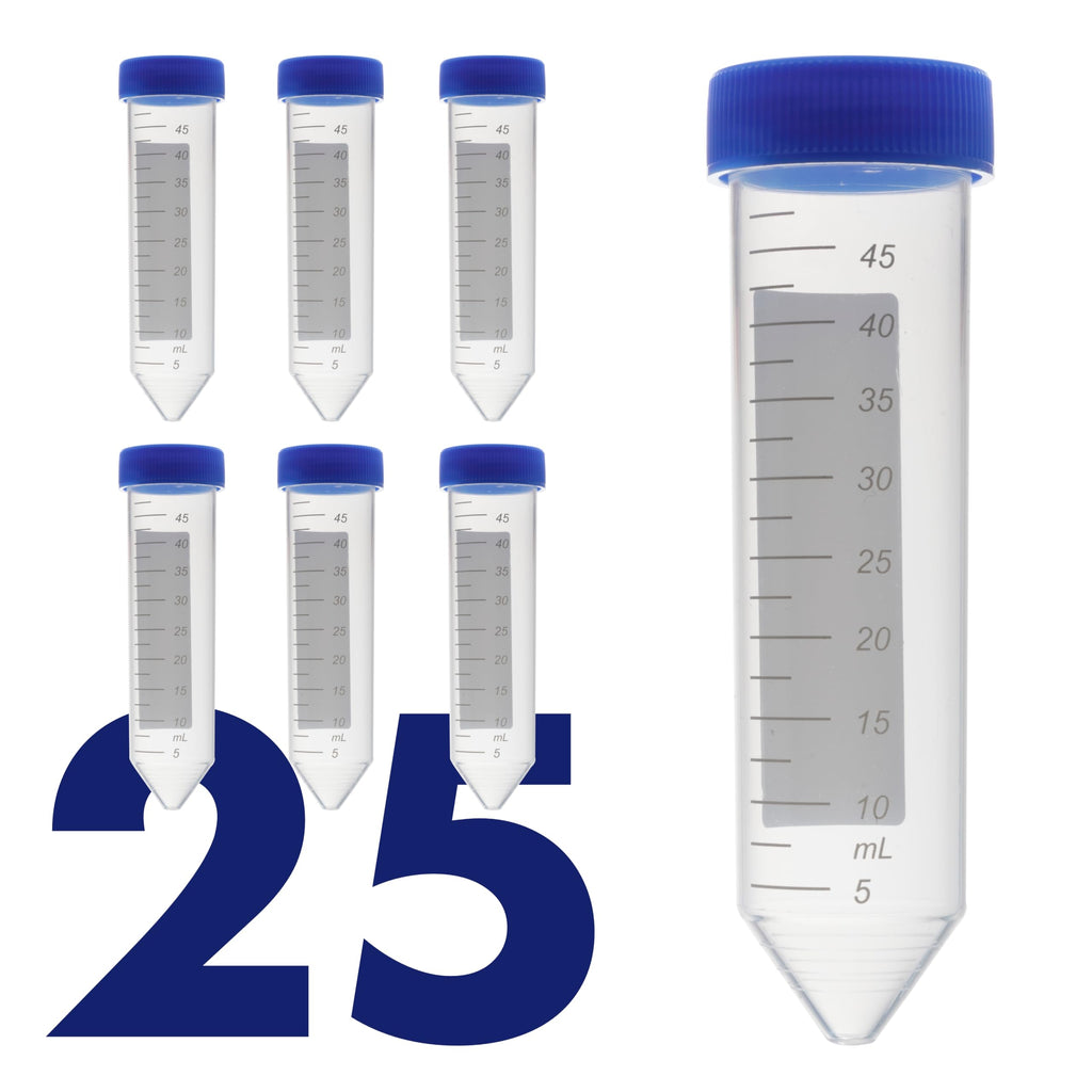 Kashi Scientific 50mL Self Standing Centrifuge Tubes with Screw Cap Lid, Lab Grade Polypropylene Plastic, Skirted, Printed Graduation, Write-on Spot [50mL Self-Standing, 500]