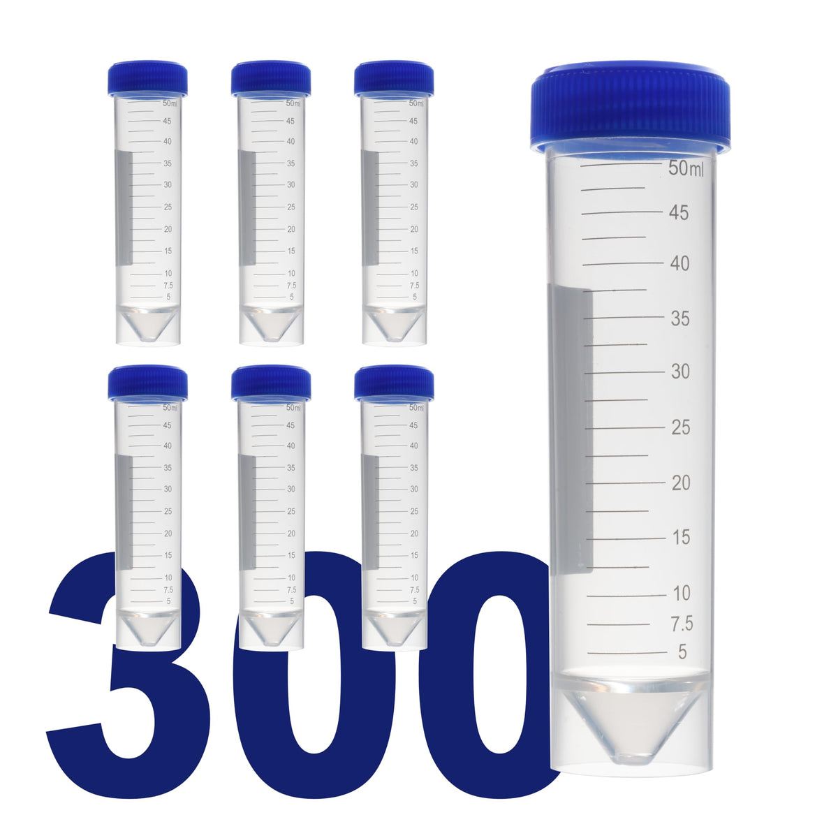Kashi Scientific 50mL Self Standing Centrifuge Tubes with Screw Cap Lid, Lab Grade Polypropylene Plastic, Skirted, Printed Graduation, Write-on Spot [50mL Self-Standing, 500]