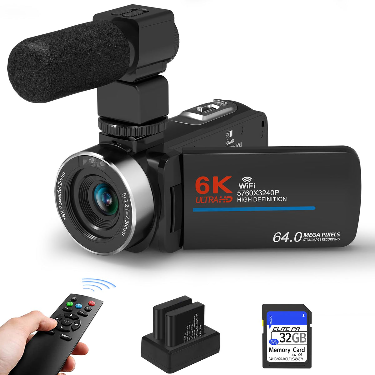 8K Video Camera, 48MP Vlogging Camcorder With IR Night Vision for Youtubers