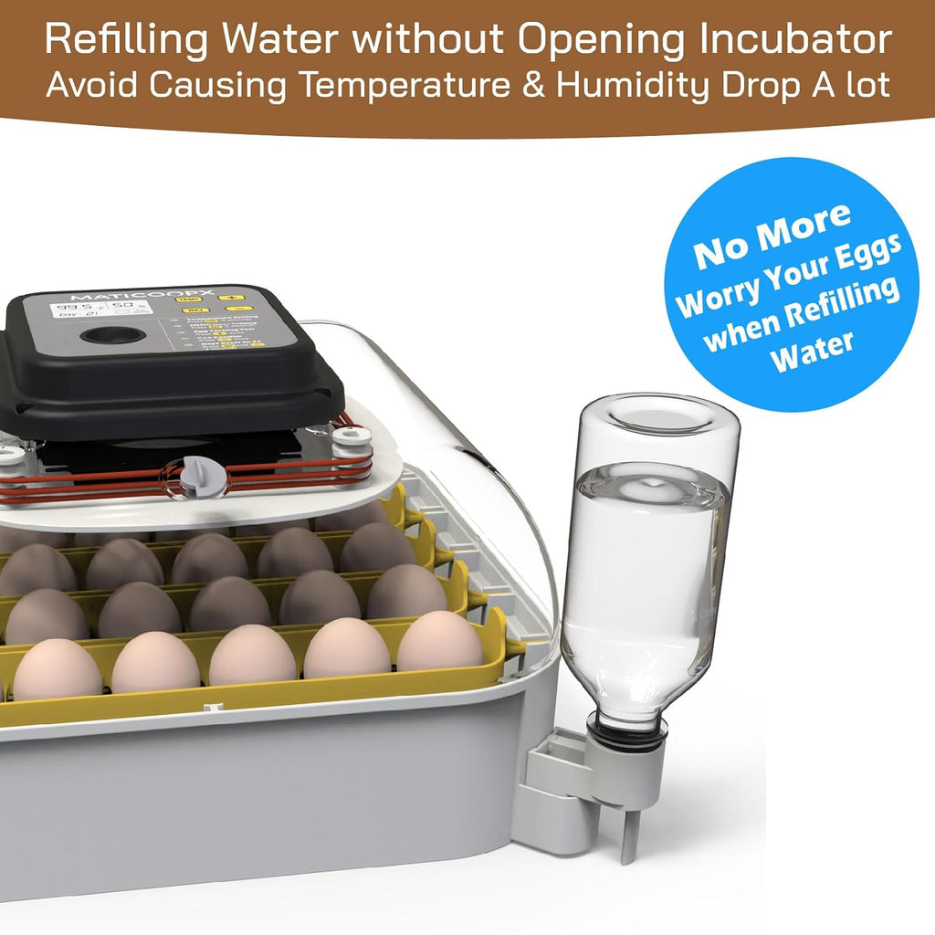 MATICOOPX 30 Egg Incubator with Humidity Display, Egg Candler, Automatic Egg Turner, for Hatching Chickens
