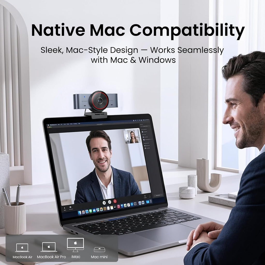 EMEET C960 Ultra 4K Webcam for Mac & PC, 1/1.5" Large Sensor, Metal Body