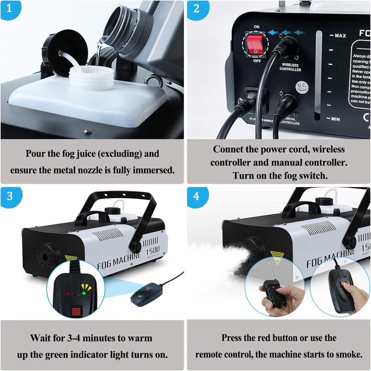 Telbum DJ Lights Package with Stand and 1500W Fog Machine, Make a DJ Show
