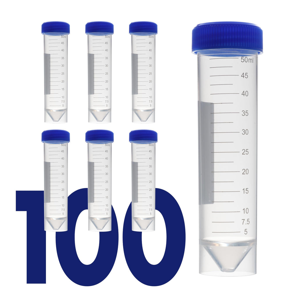Kashi Scientific 50mL Self Standing Centrifuge Tubes with Screw Cap Lid, Lab Grade Polypropylene Plastic, Skirted, Printed Graduation, Write-on Spot [50mL Self-Standing, 500]