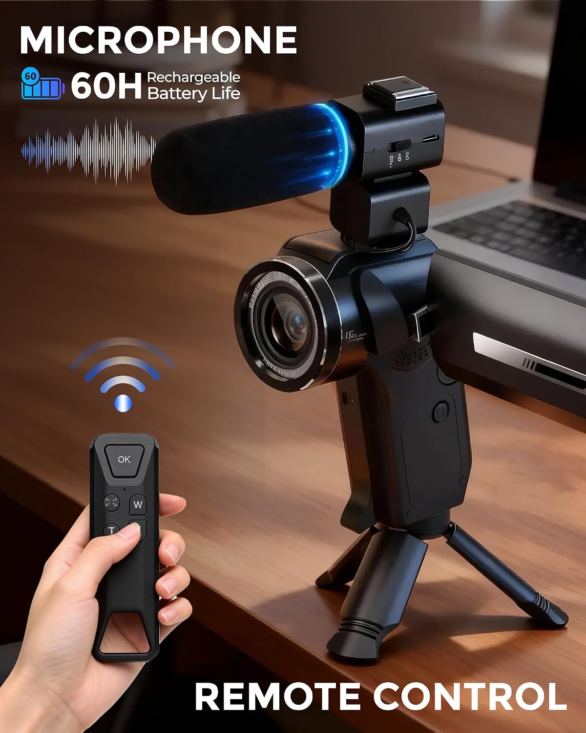 8K Video Camera, Dual Lens Camcorder with WiFi Vlogging Camera for Youtube
