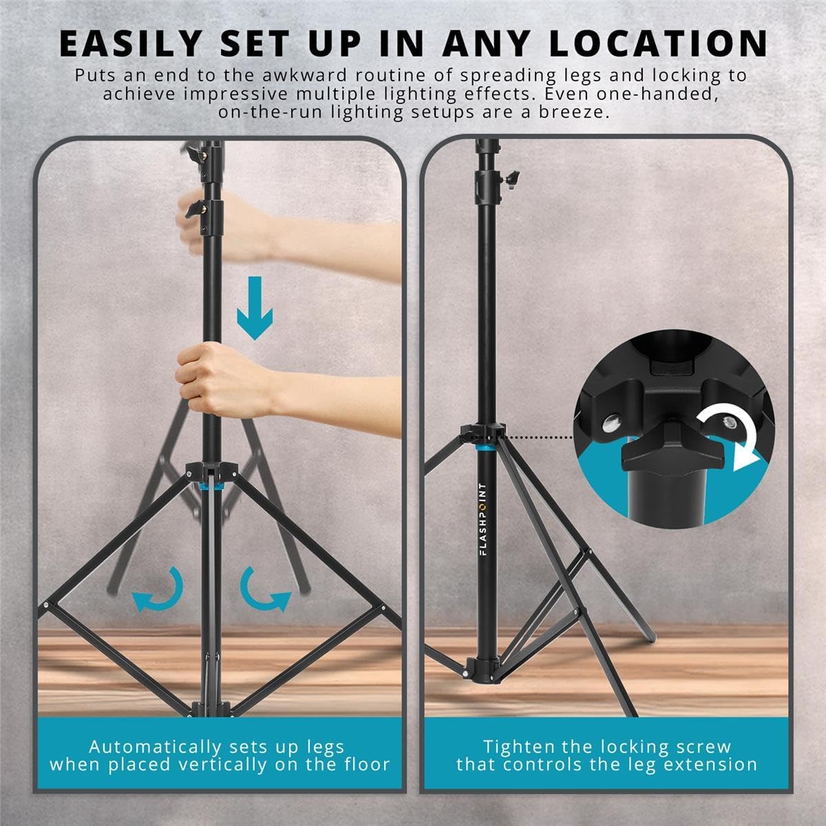 Flashpoint Pro Heavy-Duty Air-Cushioned Auto Light Stand (13')