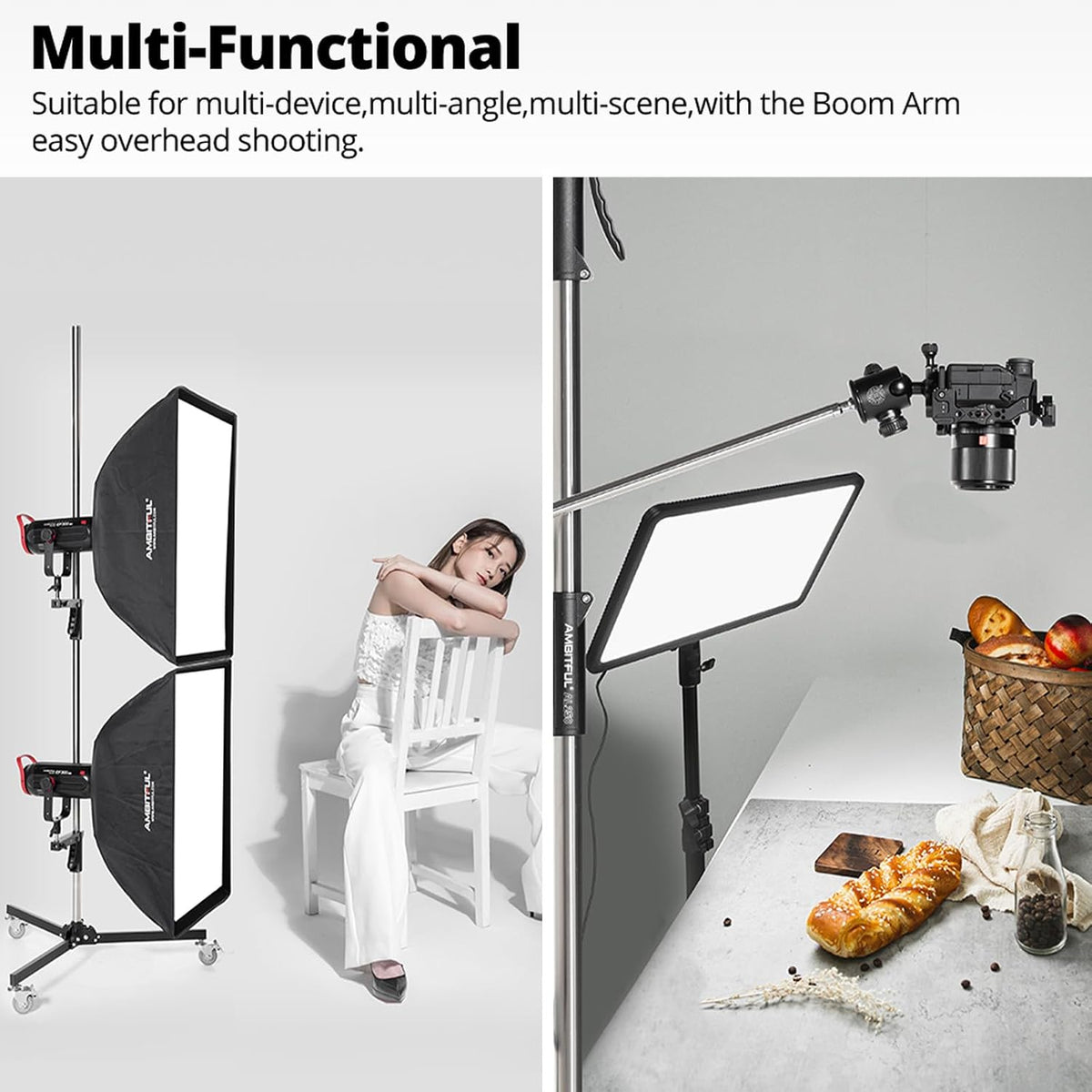 AMBITFUL 8.5FT Light Stand with Wheels, Heavy Duty for Studio Lights