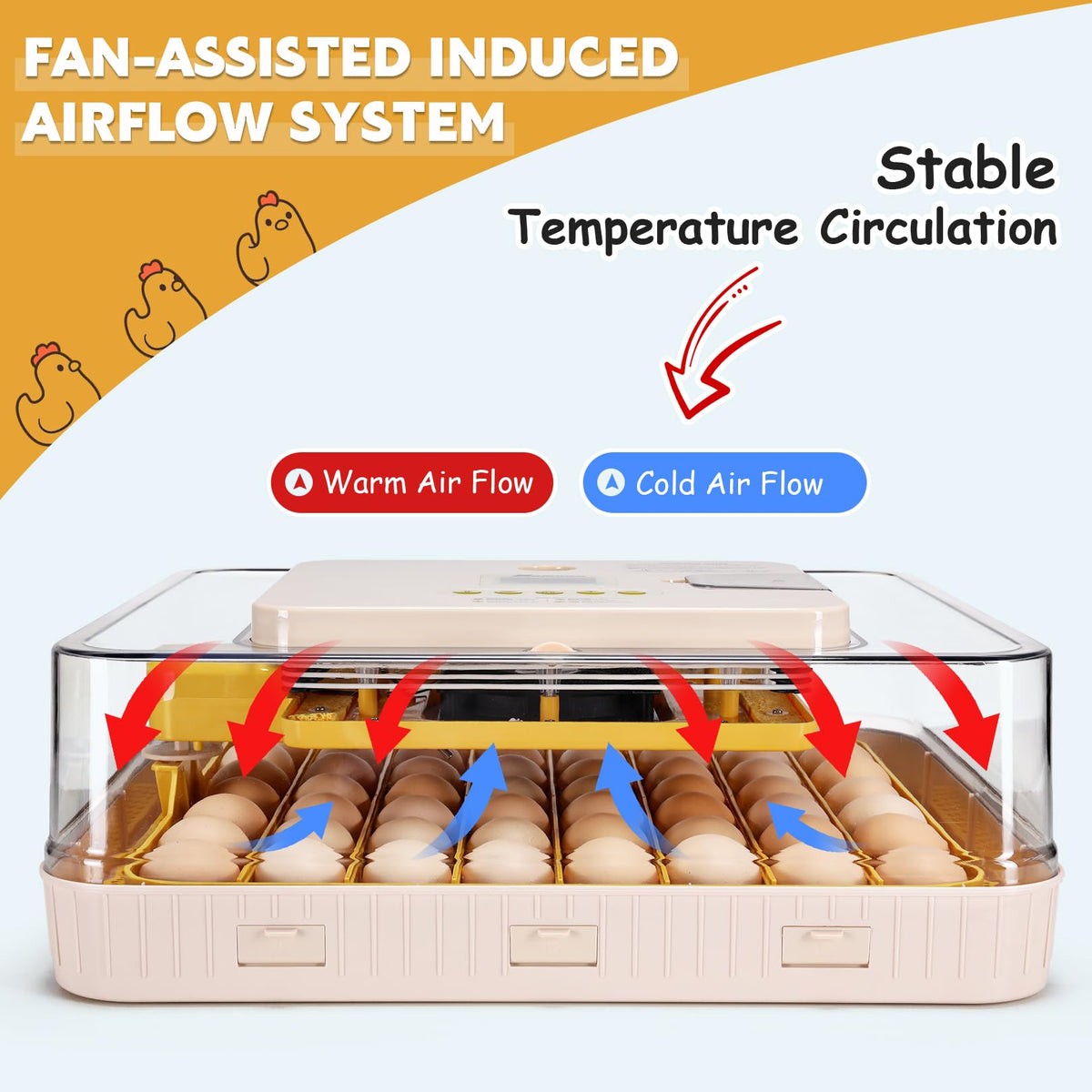 Sailnovo 56 Egg Incubator for Hatching Eggs with Automatic Egg Turning Gray
