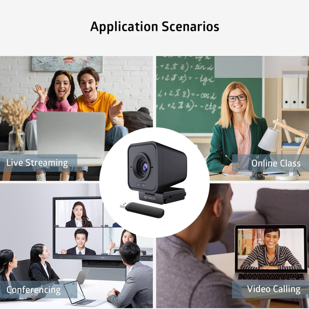 TOALLIN 1080P HD Wireless Webcam for PC, Built-in Noise-Canceling Mic