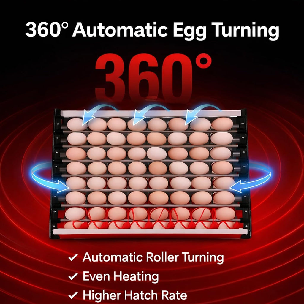 400 Egg Commercial Cabinet Incubator with Auto Egg Turning, Precise Temperature & Humidity Control, Large Poultry Incubator for Chicken, Duck, Goose & Quail Eggs, Ideal for Large Farms