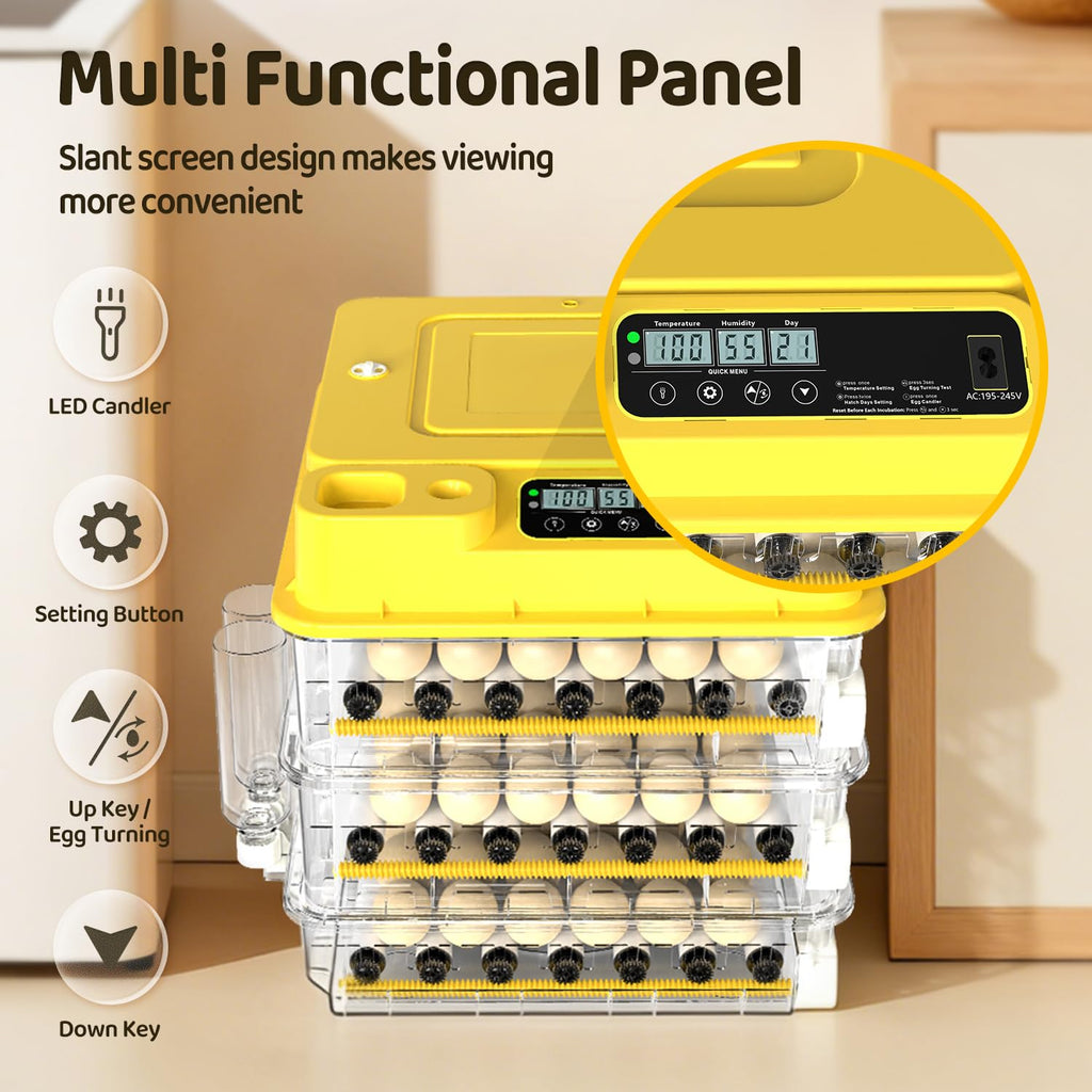 108 Egg Incubator for Hatching Eggs, Fully Automatic Egg Incubator with Auto Temp/Water/Turning, for Chicken Duck Goose Quail Pigeon Turtle Eggs, Humidity Control by Bottles, 361Â° View Clear Window
