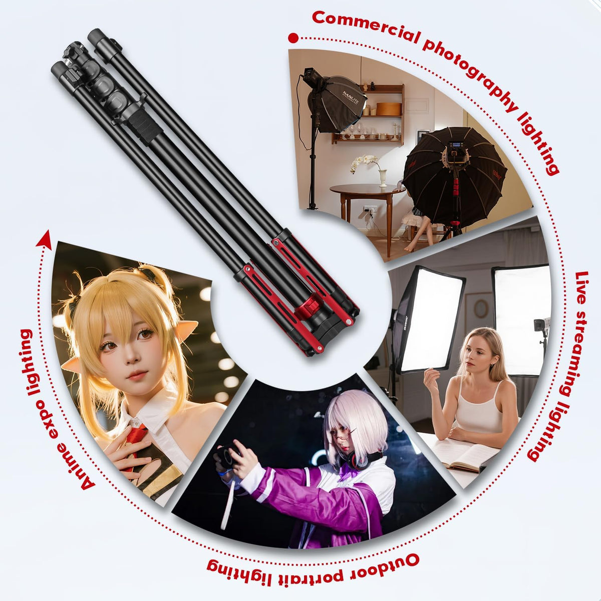 106in Adjustable Extension Photography Light Stand+Boom Arm for Light & C-Stands,Air-Cushioned Aluminum Photography Light Stand Tripod,with 1/4"+3/8â Screw for Softbox,Monolight, Photography,Softbox