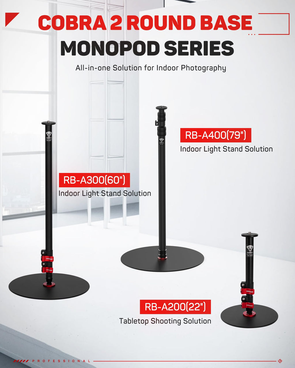 IFOOTAGE RB-A400 Round Base Light Stand Monopod 79" 2 Pack