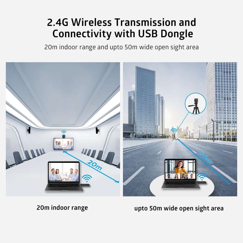 TOALLIN 1080P HD Wireless Webcam for PC, Built-in Noise-Canceling Mic