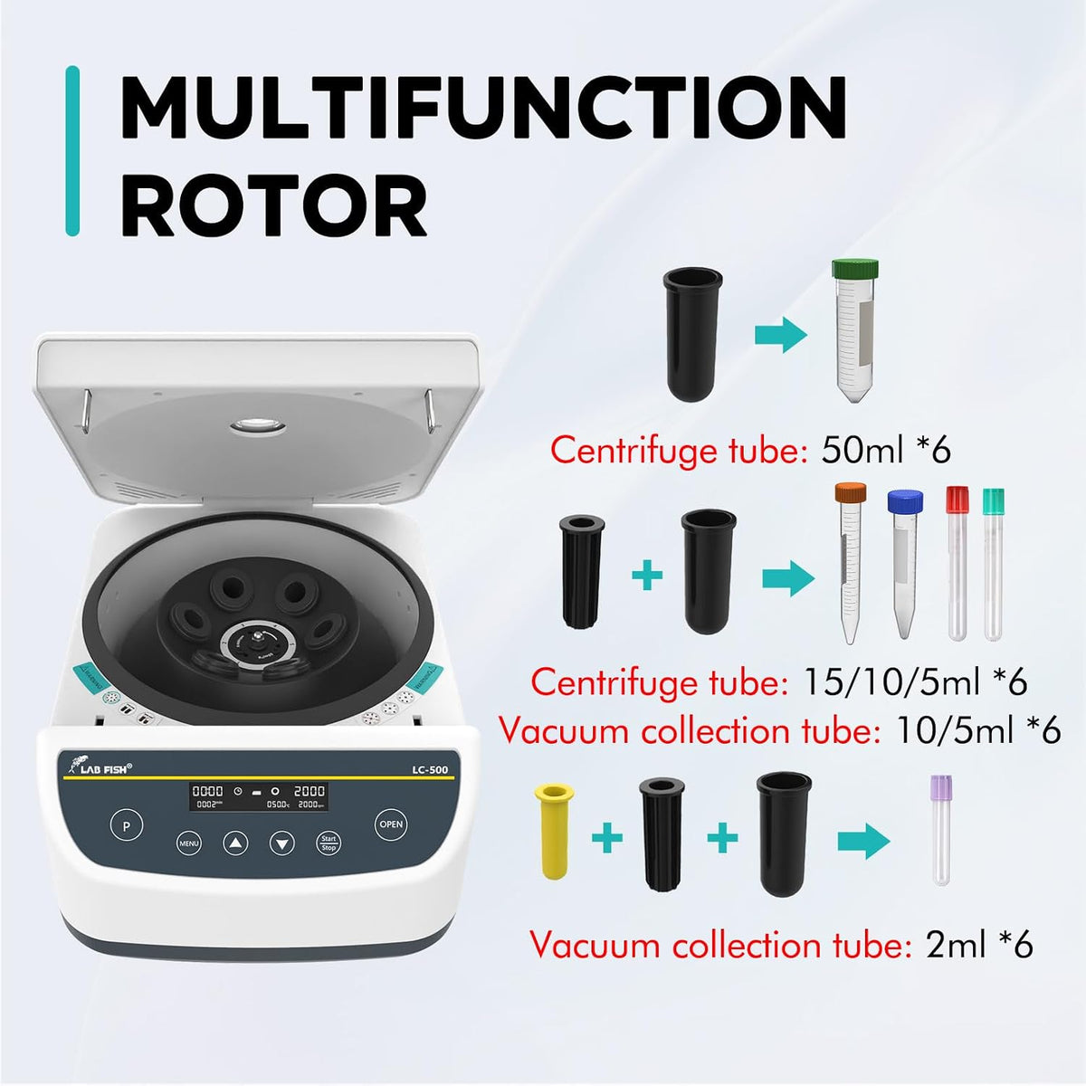 LAB FISH LC500-6 Lab Centrifuge, 500-4000RPM, 2146xg