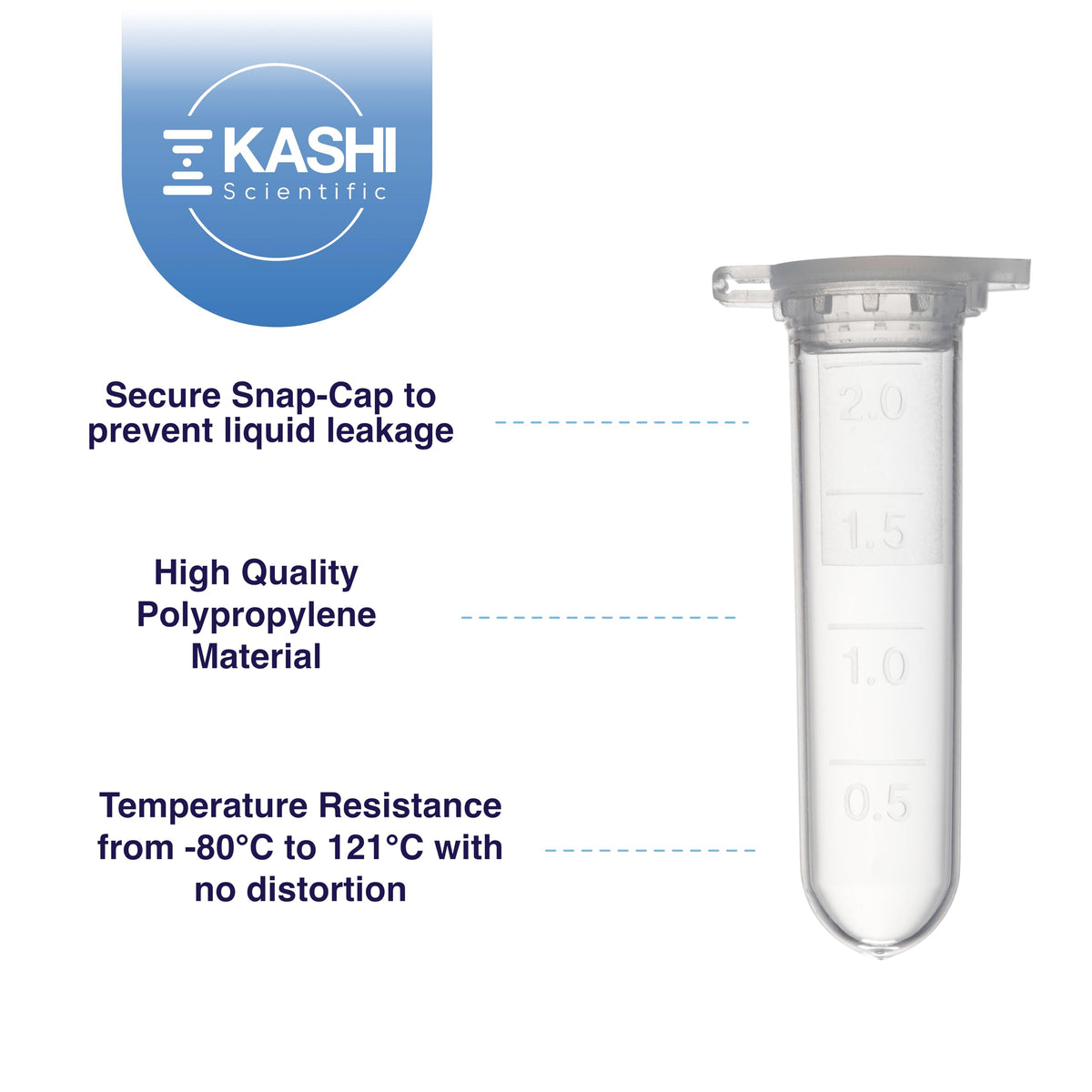 Kashi Scientific 50mL Self Standing Centrifuge Tubes with Screw Cap Lid, Lab Grade Polypropylene Plastic, Skirted, Printed Graduation, Write-on Spot [50mL Self-Standing, 500]