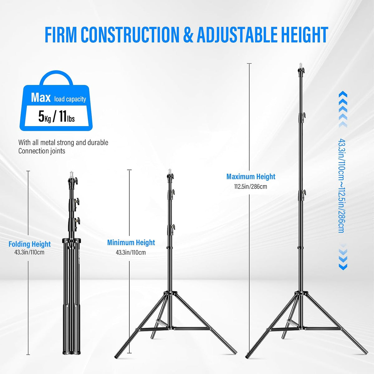 GODOX 380F Heavy Duty Light Stand 150in/12.6' Light Stand Spring Cushioned