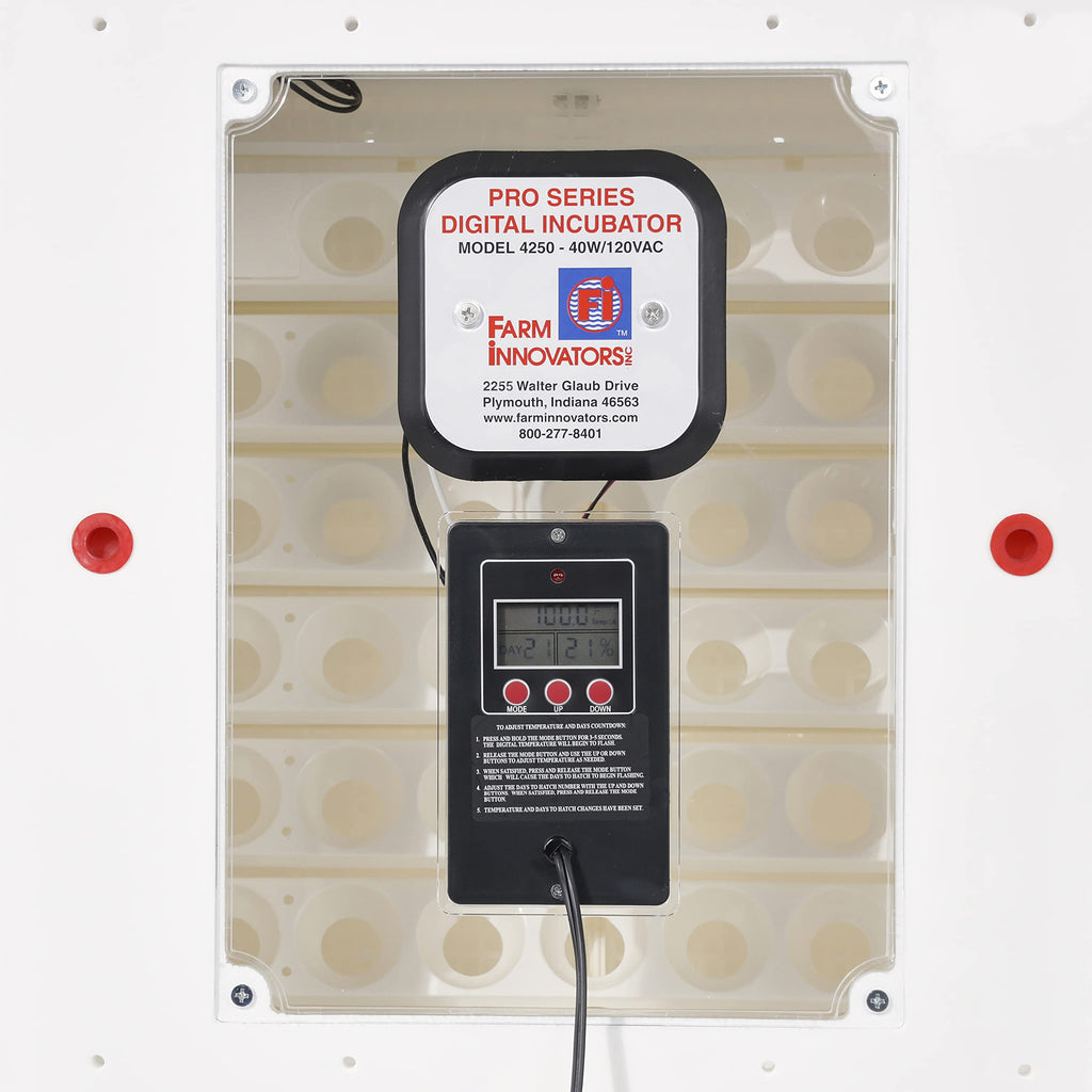 Farm Innovators 41 Egg Digital Circulated Air Incubator, Auto Turner, White