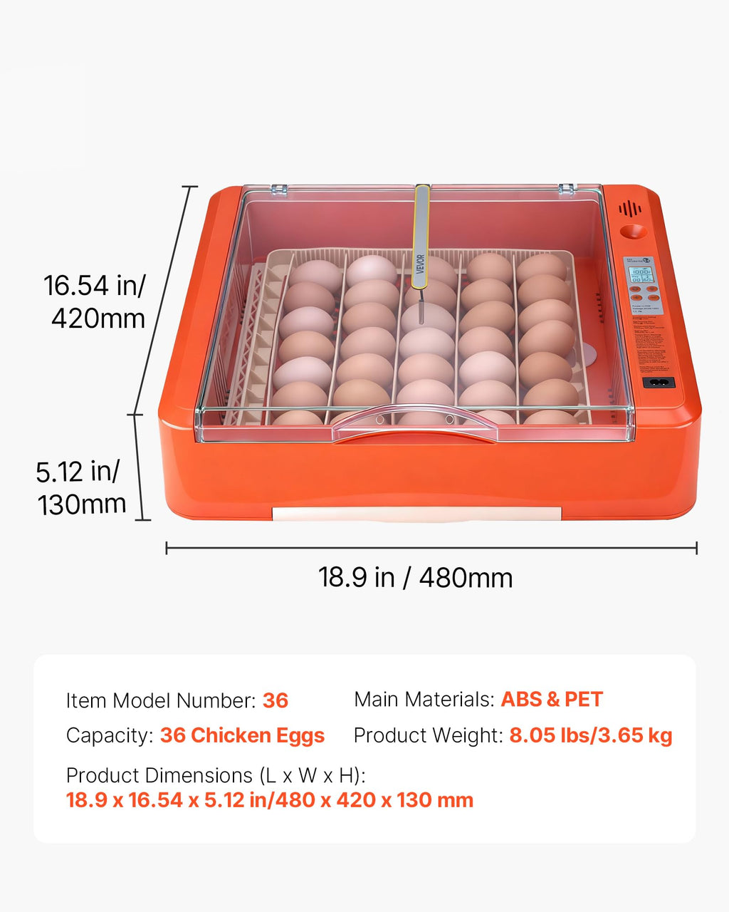 VEVOR 400 Egg Incubator, Poultry Incubator Cabinet with Automatic Eggs Turning, Temperature & Humidity Control, Heating & Cooling Egg Hatcher, Commercial Incubators for Hatching Chicks Ducks Goose