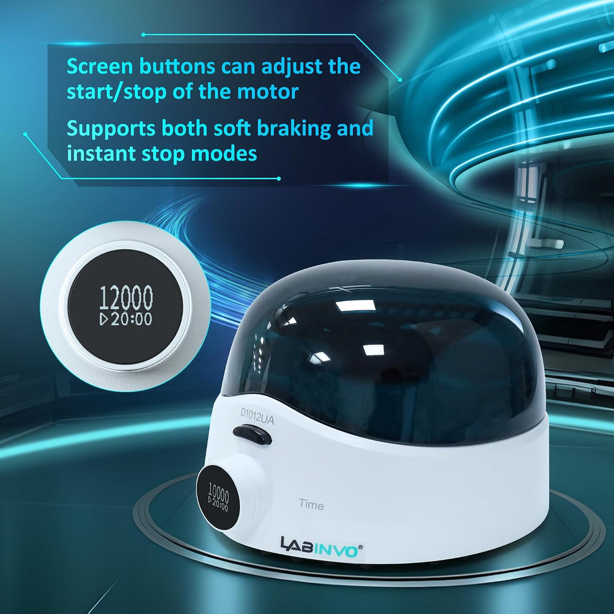 Mini Centrifuge Machine, 10000RPM, OLED Display High Speed Lab Benchtop Centrifuges, 3-in1 Rotor for 0.5/1.5/2mL Tubes, and 4ÃPCR8 Strips, 0.2mLÃ44 PCR Tubes, IN-CEN001