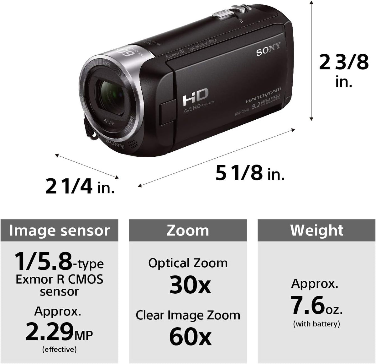 Sony - HDRCX405 HD Video Recording Handycam Camcorder (black)