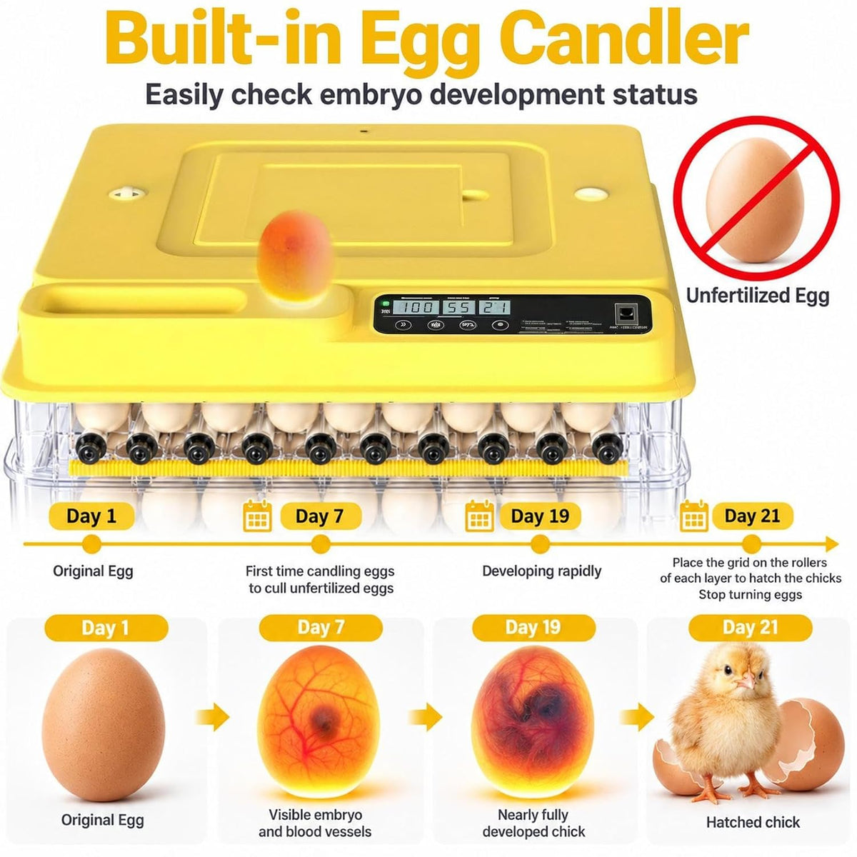 New 216 Egg incubators for Hatching Eggs with Automatic Turning