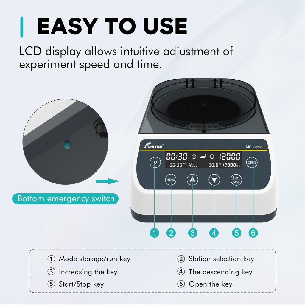 LAB FISH MC-12PRO High-Speed Centrifuge, 1000-12000RPM 9660xg