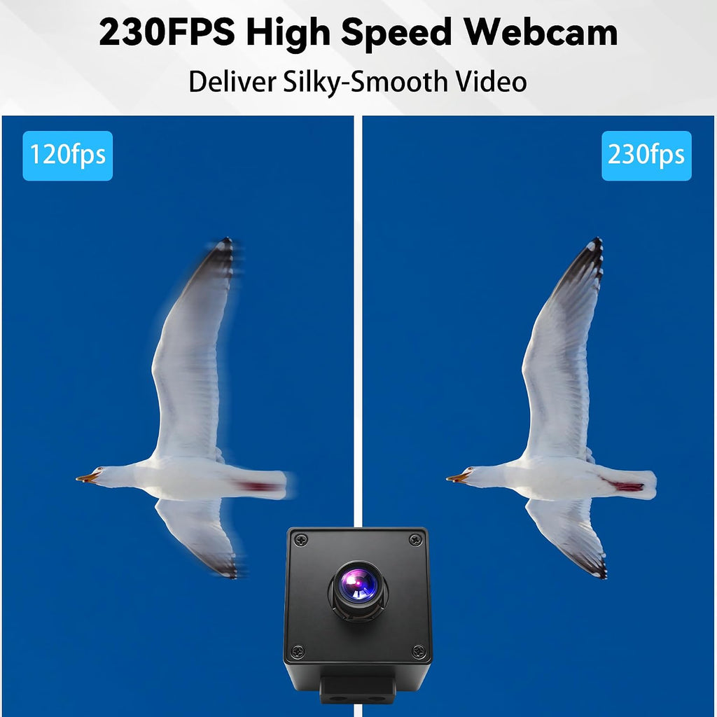 230fps USB Camera, 12MP Webcam with 90 Degree Autofocus Lens