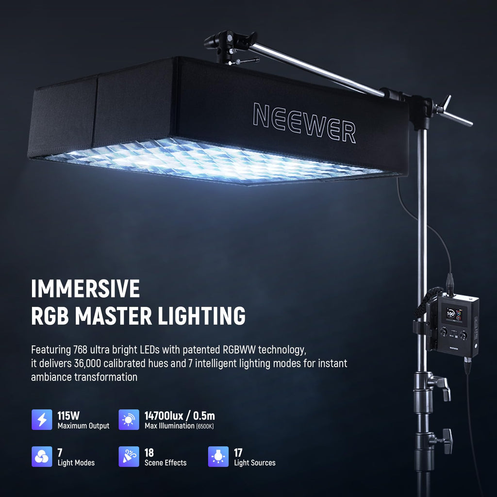 NEEWER 660 PRO RGB LED Video Light with App Control/Barn Door/U Bracket