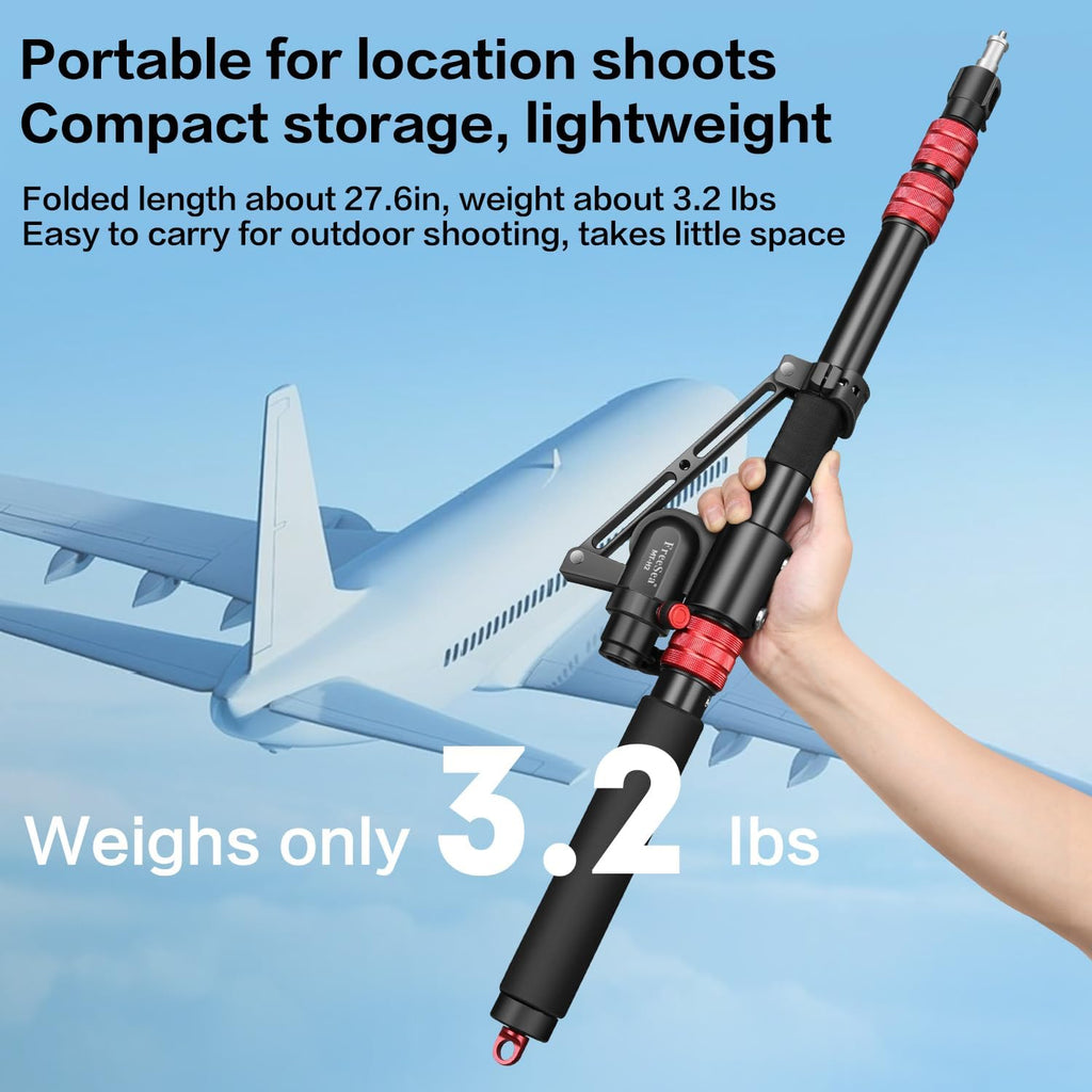 106in Adjustable Extension Photography Light Stand+Boom Arm for Light & C-Stands,Air-Cushioned Aluminum Photography Light Stand Tripod,with 1/4"+3/8â Screw for Softbox,Monolight, Photography,Softbox
